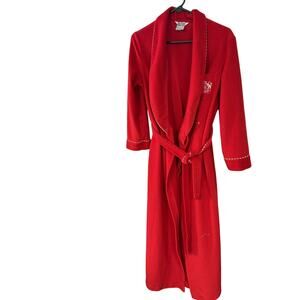 Vintage Bill Blass Red Robe/Matching Belt Candy Stripe Accent Pockets READ SIZE